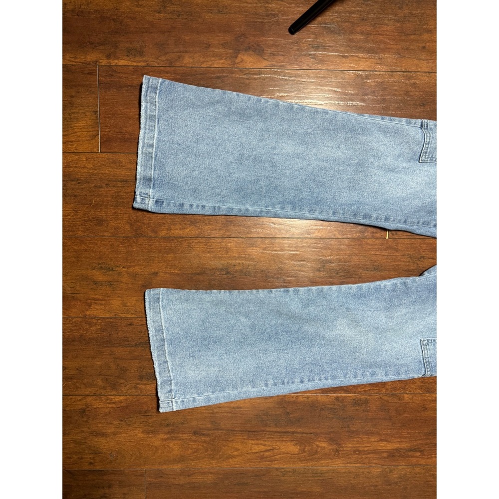 KanCan Cargo Wide Leg Flare Jeans Size 27 Light Wash Excellent KC5504M Utility - Picture 3 of 8
